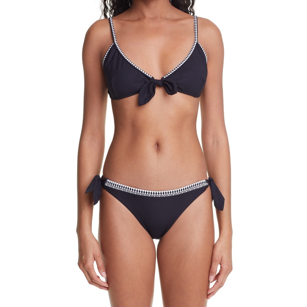 lemlem Sofia Tie Front Bikini Top in Black X-Small XS